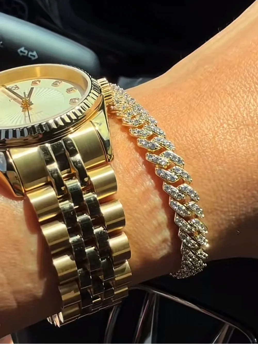 GLD | Micro Diamond Prong Cuban Bracelet (6”)